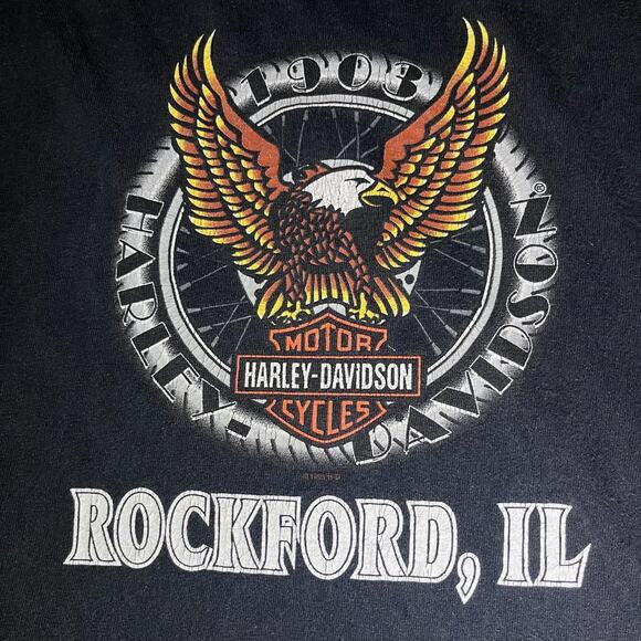 🔥 Vintage Harley-Davidson Twin Wolves Flame Tee – Size M - Picture 8 of 8